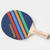 Old School Retro Rainbow Angled Striping with Name 卓球ラケット (横)