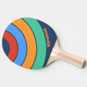 Old School Retro Rainbow Circle Stripe with Name 卓球ラケット (横)