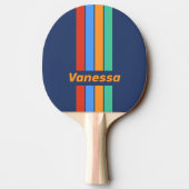 Old School Retro Rainbow Pin Striping with Name 卓球ラケット (裏面)