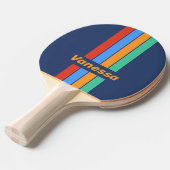 Old School Retro Rainbow Pin Striping with Name 卓球ラケット (正面アングル)