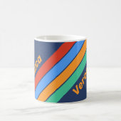Old School Retro Rainbow Stripes with Name コーヒーマグカップ (中央)