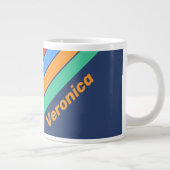 Old School Retro Rainbow Stripes with Name ジャンボコーヒーマグカップ (右)