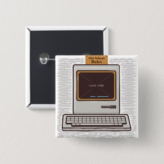 Old School Rules Retro Computer Game Over 缶バッジ (正面&裏面)