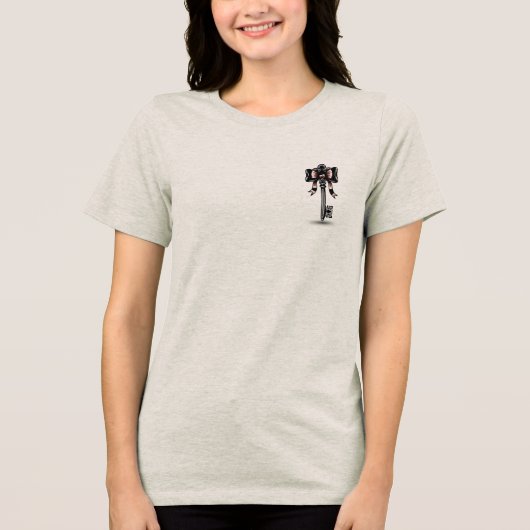 Old School Tattoo Skeleton Key with Bow Love トライブレンドTシャツ (正面)