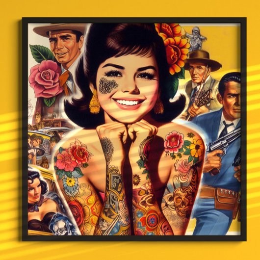 Old School Tattooed Girl ポスター