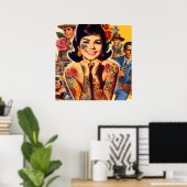 Old School Tattooed Girl ポスター (ホームオフィス)