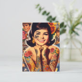 Old School Tattooed Girl ポストカード (スタンド正面)