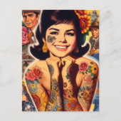Old School Tattooed Girl ポストカード (正面)