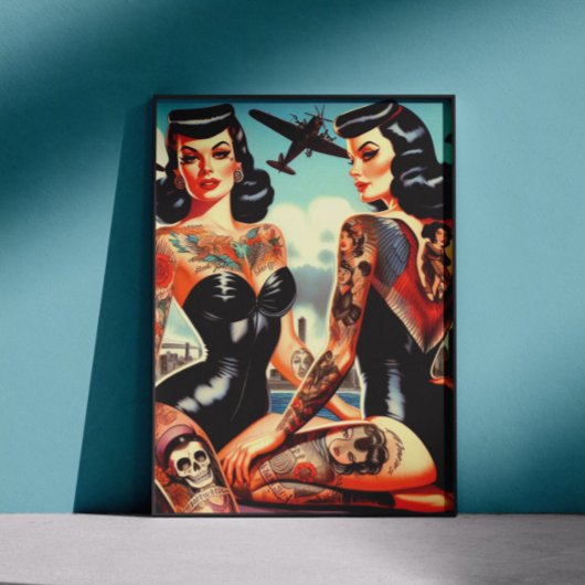 Old School Tatttooed Pin-up ポスター