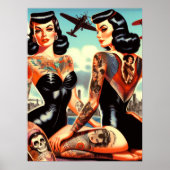 Old School Tatttooed Pin-up ポスター (正面)