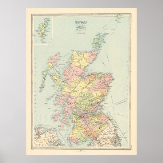 Old Scotland Map (1912)スコットランドヴィンテージアトラス ポスター (正面)