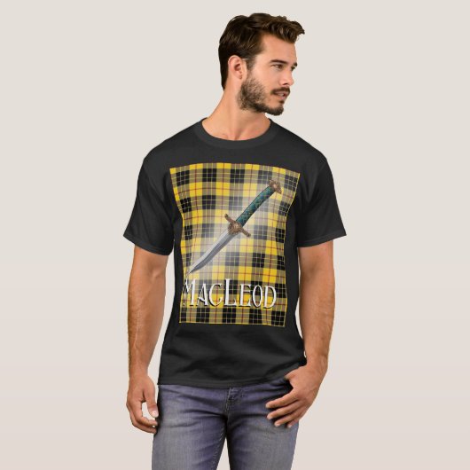 Old Scottish Clan MacLeod Tartan Design Tシャツ (正面フル)