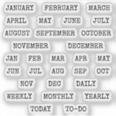 Old Script Monthly  Index Tabs Tab Binder Divider シール (正面)