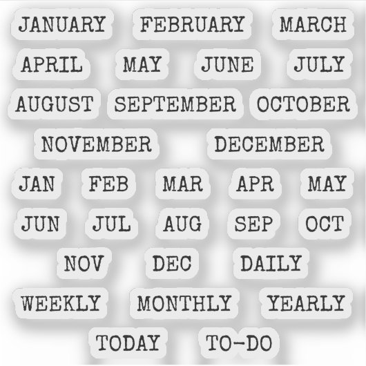 Old Script Monthly  Index Tabs Tab Binder Divider シール (正面)