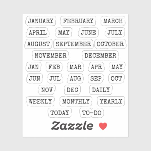 Old Script Monthly  Index Tabs Tab Binder Divider シール (シート)