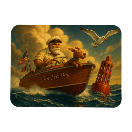 Old Sea Dogs: a sailor and his trusty canine マグネット (横)