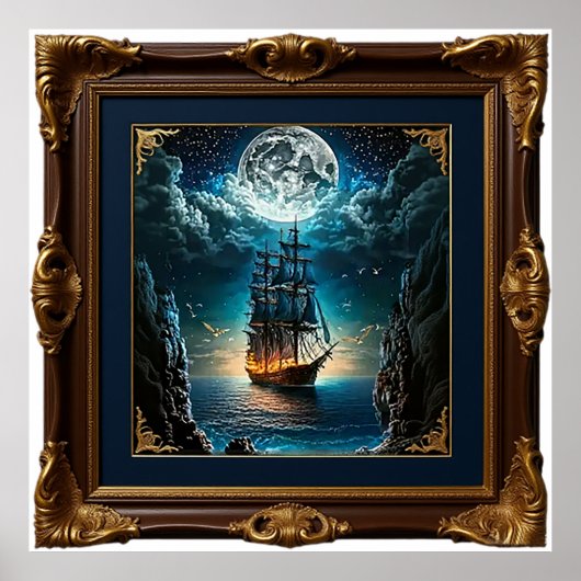 Old Ship Under the Moon ポスター (正面)