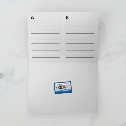 Old Skool Dark Blue Cassette Mix Tape Greetings カード (内部)