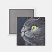 Old Smokey - Gray Cat Magnet マグネット (正面/裏面)