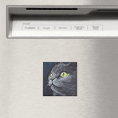 Old Smokey - Gray Cat Magnet マグネット (インサイチュ (食洗機))