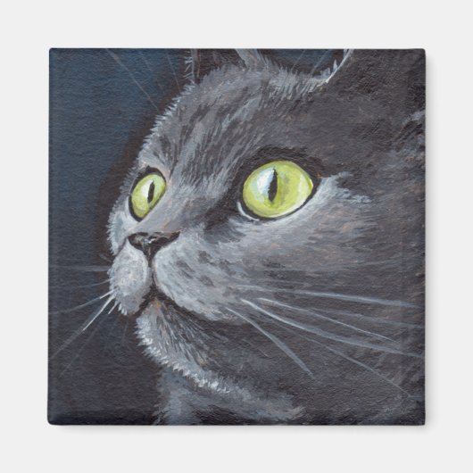 Old Smokey - Gray Cat Magnet マグネット (正面)