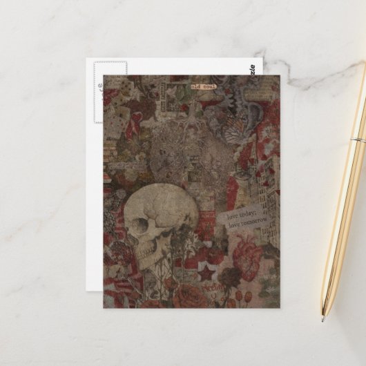 Old Soul Mixed Media Collage ポストカード (正面/裏面インサイチュ)