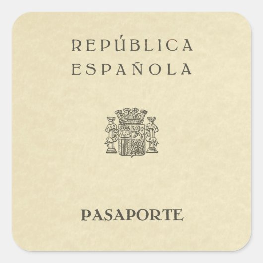 Old Spanish Republic passport (sepia paper) スクエアシール (正面)