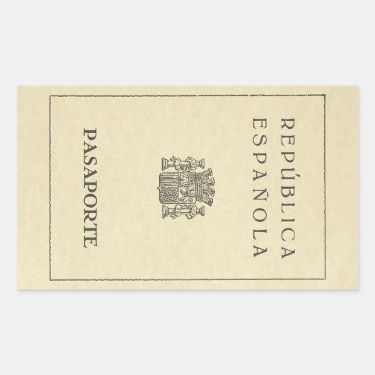 Old Spanish Republic passport (sepia paper) 長方形シール (正面)