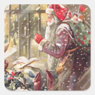 Old St.Nicholas with Gives in Snowヴィンテージ スクエアシール