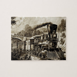 Old Steam Engin Train Railroad Railway ジグソーパズル