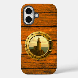 Old Stone Lighthouse Wood Grain iPhone 16 Case iPhone 16ケース
