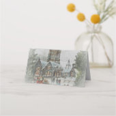 Old time Santa with children in front of a church  プレイスカード (裏面)