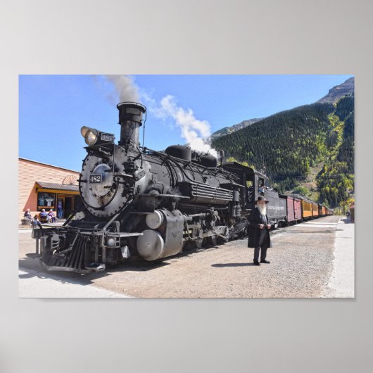 Old Timer at the Silverton, Colorado, Train ストップ ポスター (正面)