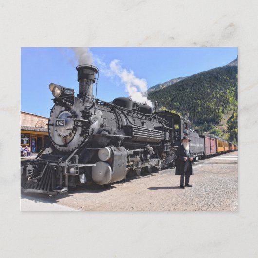 Old Timer at the Silverton, Colorado, Train ストップ ポストカード (正面)