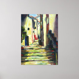 Old Town Alley: Impressionist  Painting wall Art  キャンバスプリント