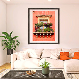 Old Town Village Balcony Mexico Pictures ポスター