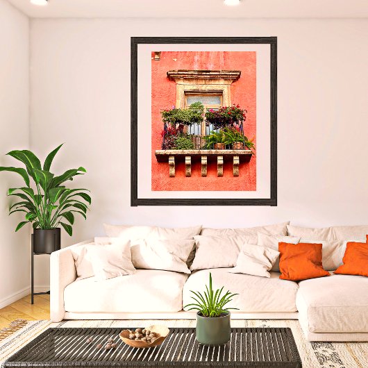 Old Town Village Balcony Mexico Pictures ポスター