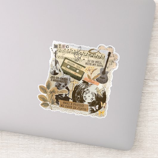 Old Traditional Christian Hymns Songs Collage シール (詳細)