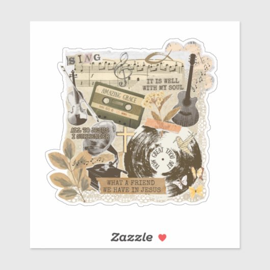Old Traditional Christian Hymns Songs Collage シール (シート)