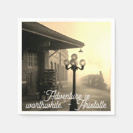 Old Train Station Adventure Paper Napkins スタンダードカクテルナプキン (正面)