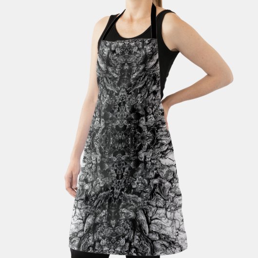 Old Tree Bark Black And White Photo Pattern Design エプロン (インサイチュ)