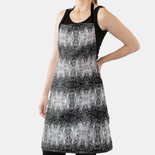 Old Tree Bark Black And White Photo Pattern Design エプロン (インサイチュ)