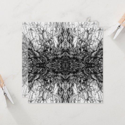 Old Tree Bark Black And White Photo Pattern Design カード (正面/裏面インサイチュ)