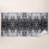 Old Tree Bark Black And White Photo Pattern Design ビーチタオル (正面)