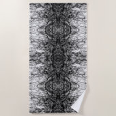 Old Tree Bark Black And White Photo Pattern Design ビーチタオル (正面)