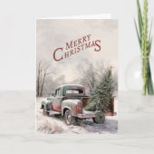 Old Truck and Christmas Tree Greeting Card カード (正面)