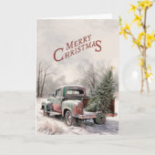 Old Truck and Christmas Tree Greeting Card カード (黄色い花)