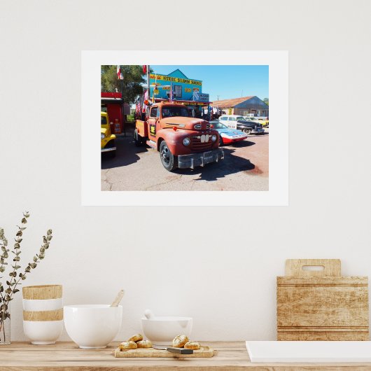 Old vehicles at Seligman, route 66 ポスター (キッチン)