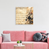 Old Victorian Black and Beige Music Sheet キャンバスプリント (インサイチュ (リビング))