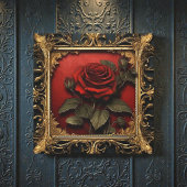Old Victorian Black with Red Rose キャンバスプリント